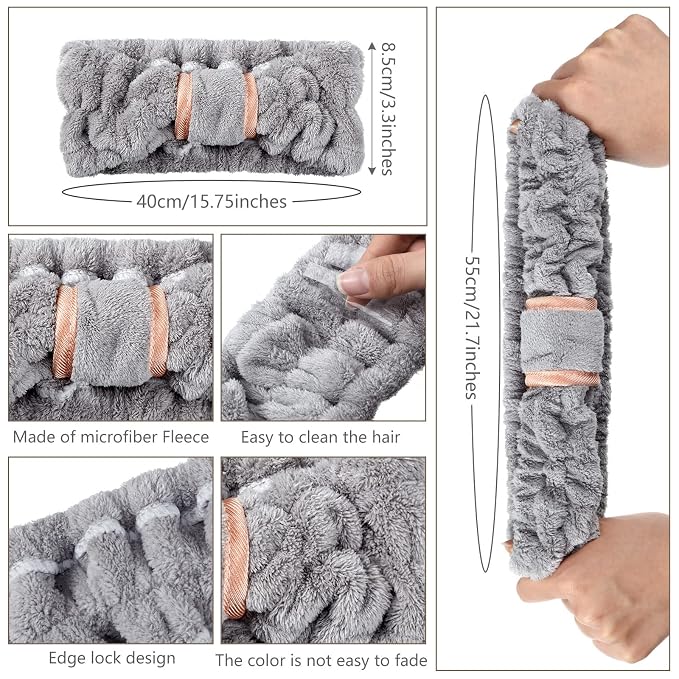 WILLBOND 4 Pack Microfiber Headbands Spa Facial Headbands Makeup Head bands - Image 2