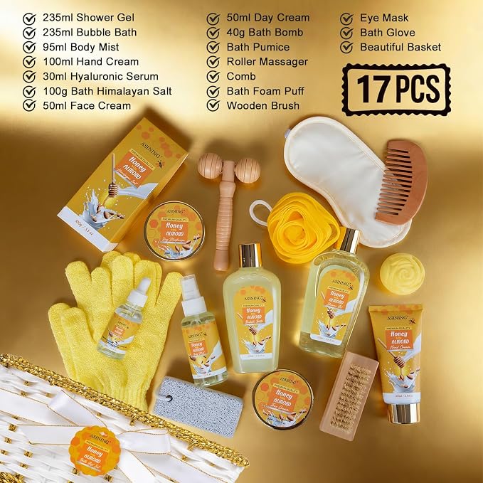 17-Piece Mothers Day Gifts for Women & Men, Almond Luxury Spa Gift Set Bath and - Image 2