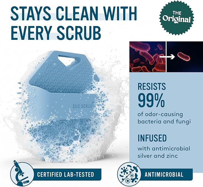 Sud Scrub® Antimicrobial Silicone Body Scrubber, Exfoliating Body Brush - Image 2