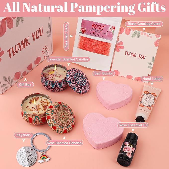 Thank You Gifts for Women, 9-Piece Rose Pamper Set – Luxury Relaxation Bath & - Image 3