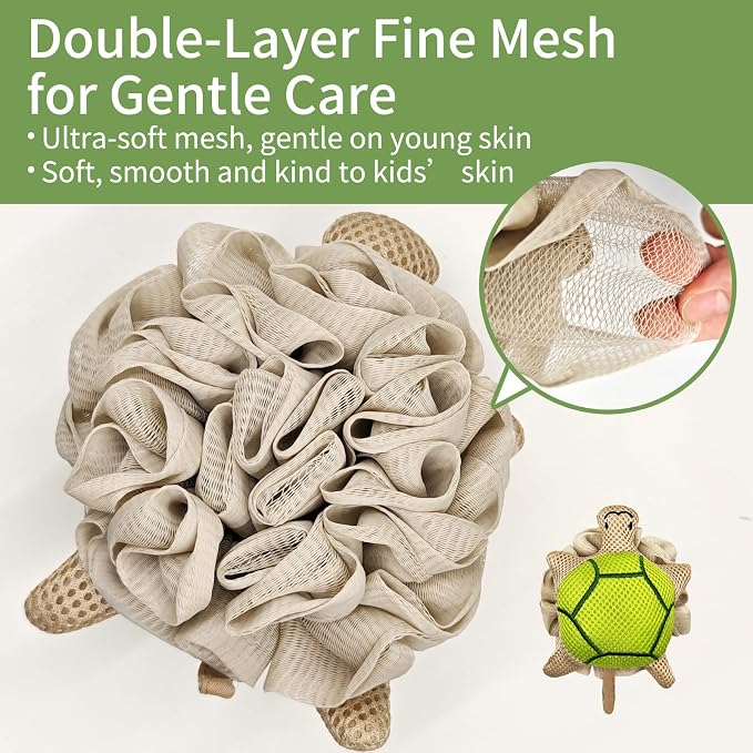 Kids Bath Sponge, Soft Mesh Shower Pouf - Image 6