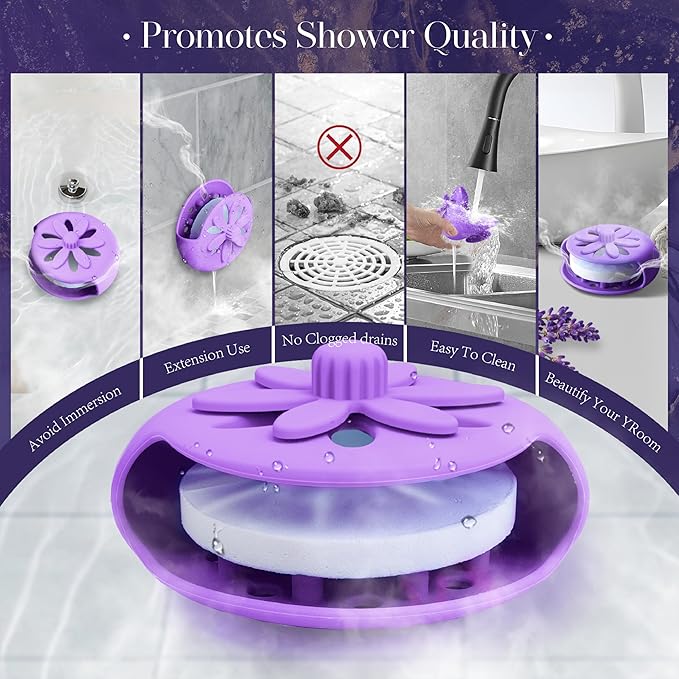 SHARLOVY Purple Shower Steamers Tray, Big Suction Cup Shower Steamer Tablet - Image 4