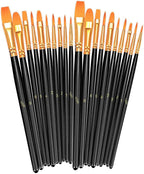 BOSOBO Paint Brushes Set, 2 Pack 20 Pcs Round Pointed Tip Nylon Hair Artist by ArtistPaintBrushesSet