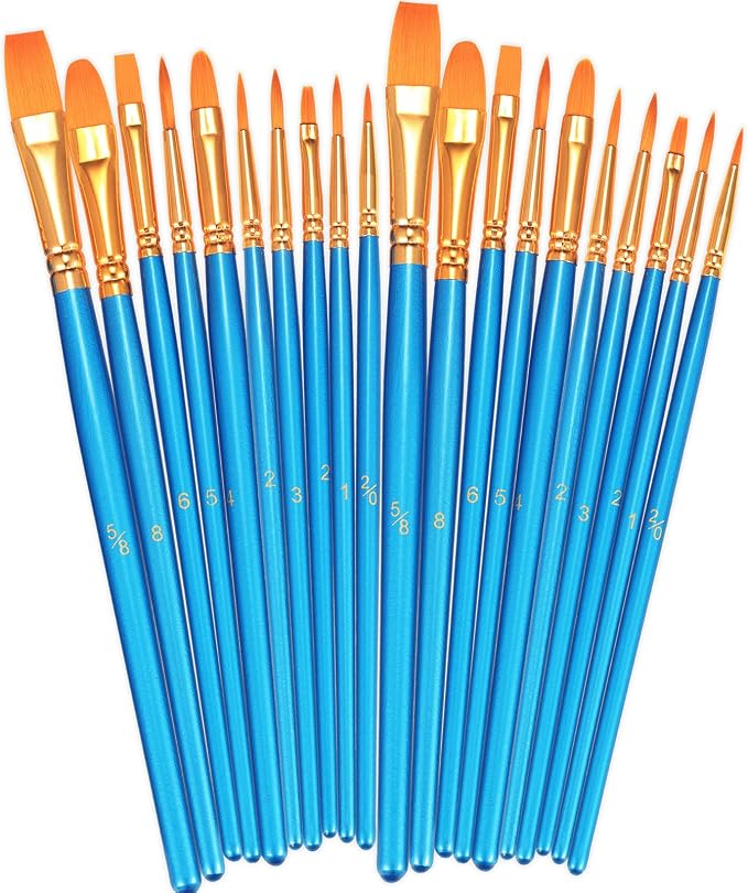 BOSOBO Paint Brushes Set, 2 Pack 20 Pcs Round-Pointed Tip Nylon Hair Artist by ArtistPaintBrushesSet