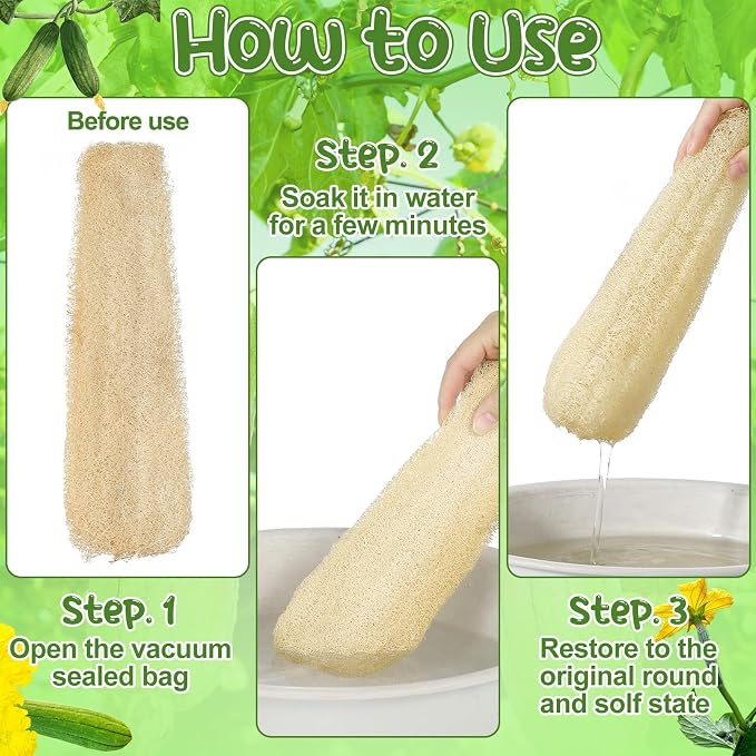 11.8 inches Natural Loofah Sponges Pack of 6, - Image 4