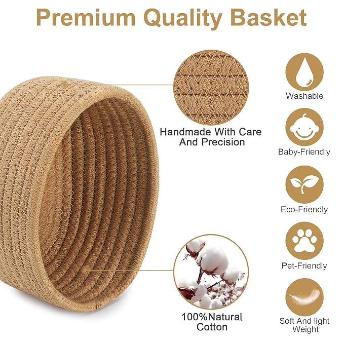 【2 Pack】ABenkle Small Woven Baskets, Tiny Oval Shallow Storage Baskets - Image 3