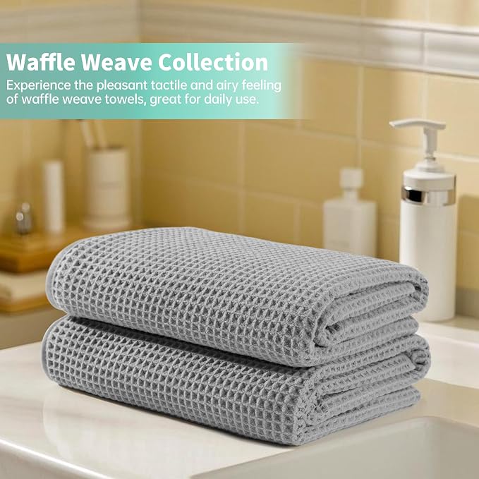 MICROFI New Microfiber Waffle Bath Towels, 2 Pieces, Fast Drying, Lint Free 430 - Image 6