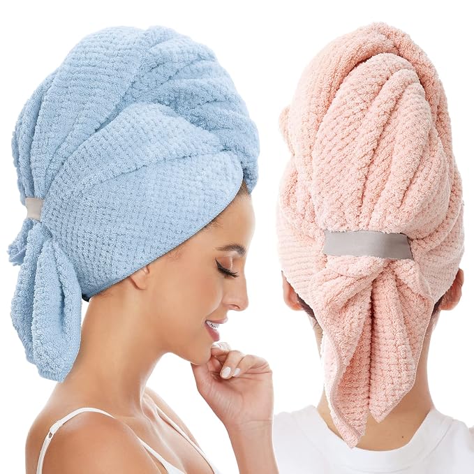 2 Pack Large Microfiber Hair Towel Wrap by BYCOO