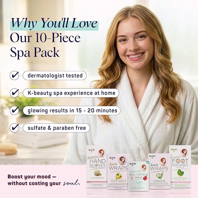 SpaLife 10 Piece Korean Face Mask & Moisturizing Hand Gloves Set | Korean - Image 8