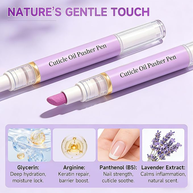 2 Pcs 2-in-1 Cuticle Oil Pusher Pen - Image 2