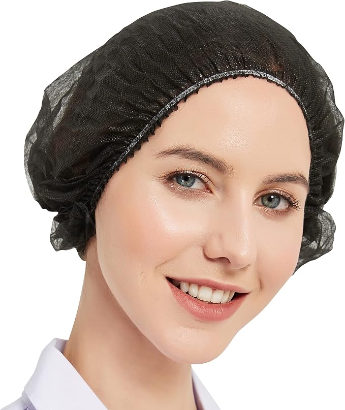 ProtectX 100-Pack Black Disposable Hair Nets, Elastic Head Cover, Bouffant Caps by ProtectX