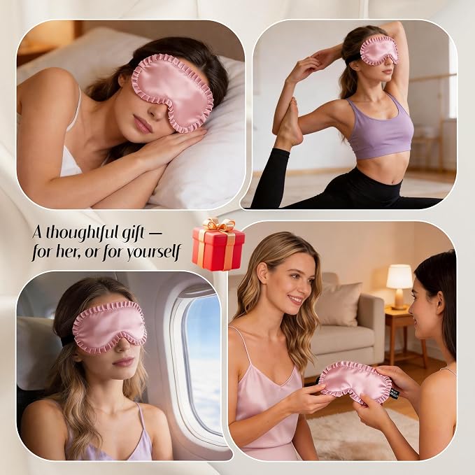 Silk Sleep Mask for Women: 100% Mulberry Silk Eye Mask, Soft Wavy Edge Eye - Image 7