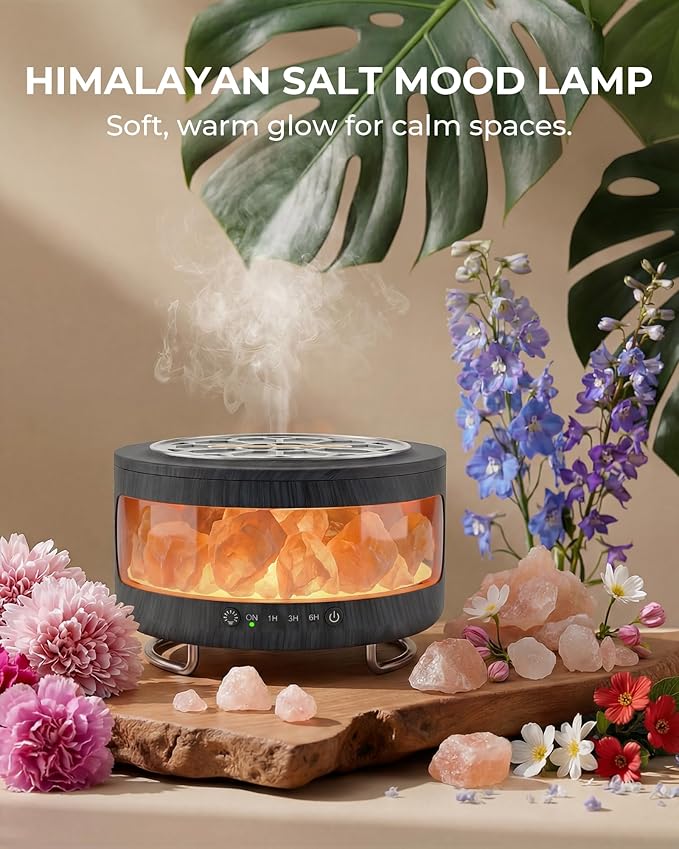 Essential Oil Diffuser with Himalayan Salt Lamp, 350ml Ultrasonic Aromatherapy - Image 2