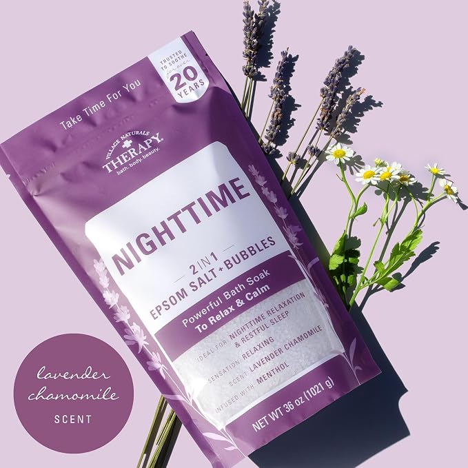 Village Naturals Therapy, Nighttime Foaming Epsom Soak, 36 Oz - Image 3