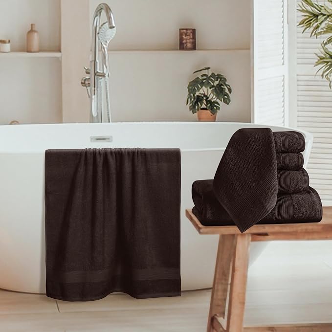 Belizzi Home 8 Piece Towel Set 100% Ring Spun Cotton, 2 Bath Towels 27x54 - Image 3