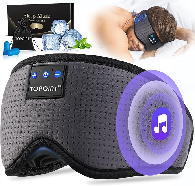 TOPOINT Sleep Mask with Bluetooth Headphones, Breathable Silk Eye Mask - Image 9
