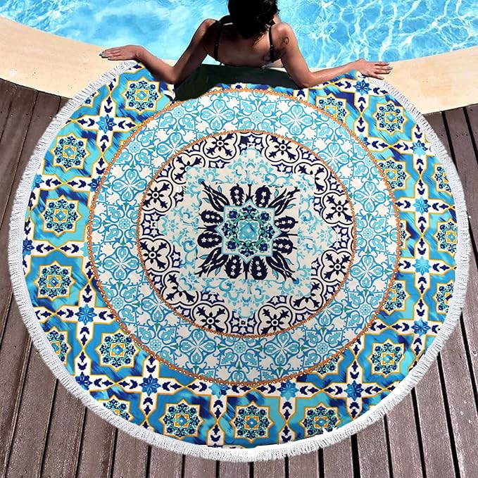 Pafusen Round Mandala Beach Towel Blanket/Boho Hippie Tapestry, Roundie Yoga by Pafusen