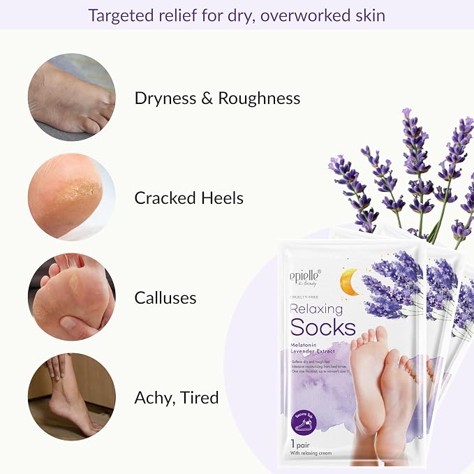 Epielle Relaxing Foot Mask 6 Pairs, Soften and Restore - Image 4