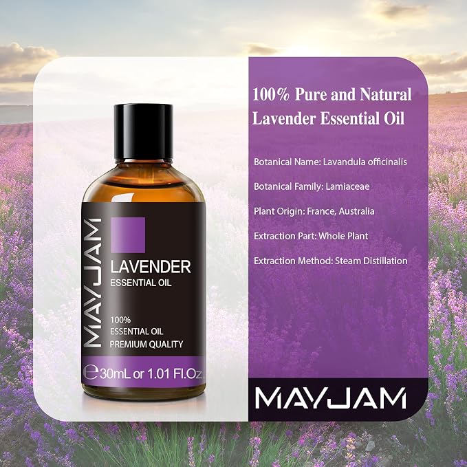 Lavender Essential Oil 30ML/ 1.01FL.OZ, MAYJAM Pure Aromatherapy Lavender Oil - Image 3