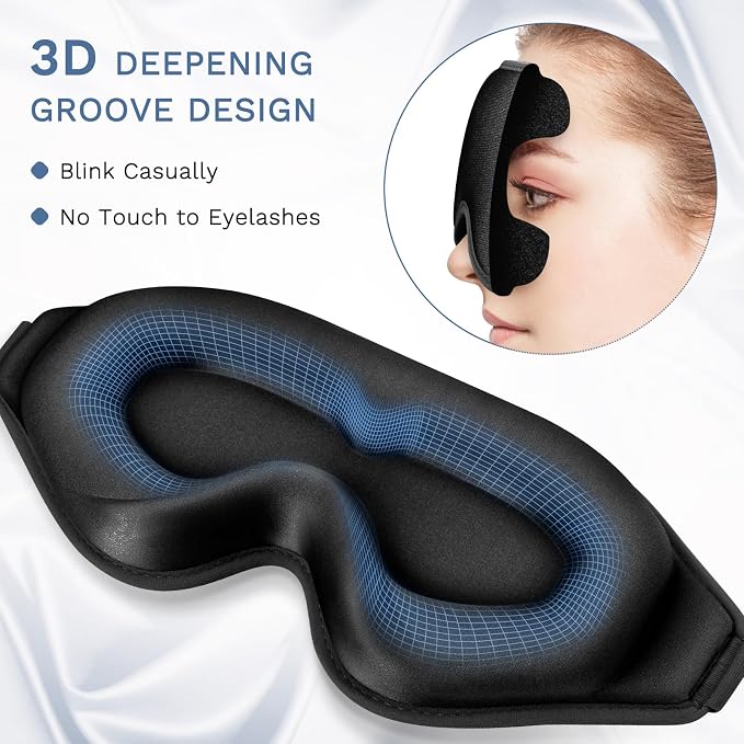 FlyCoco 99% Fully Block Out Light Eye Sleep Mask, 3D Deep Contoured Eyes Cover - Image 5