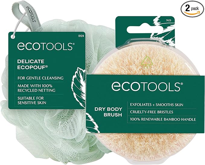 EcoTools Dry Body Brush for Circulation, Dead Skin Removal + Green Delicate by EcoTools