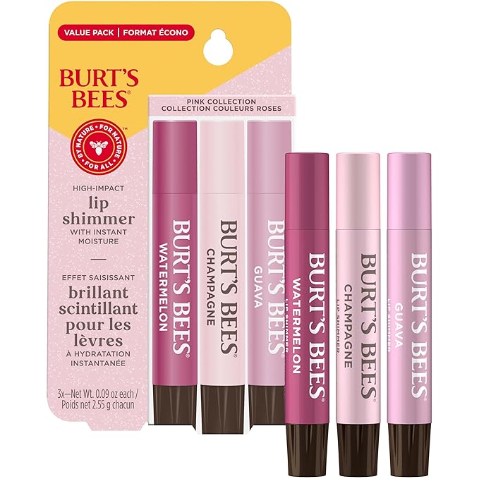 Burt's Bees Lip Shimmer Pink Collection, Tinted Lip Balm Stick, Moisturizing - Image 2