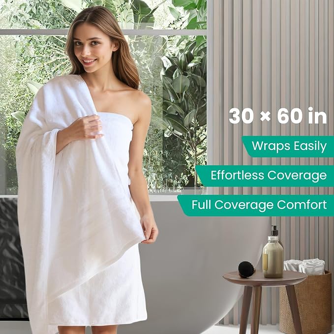 Bath Towels 2 Pack, 30 x 60 Inches, Large 100% Cotton Towels, Comfortable - Image 4