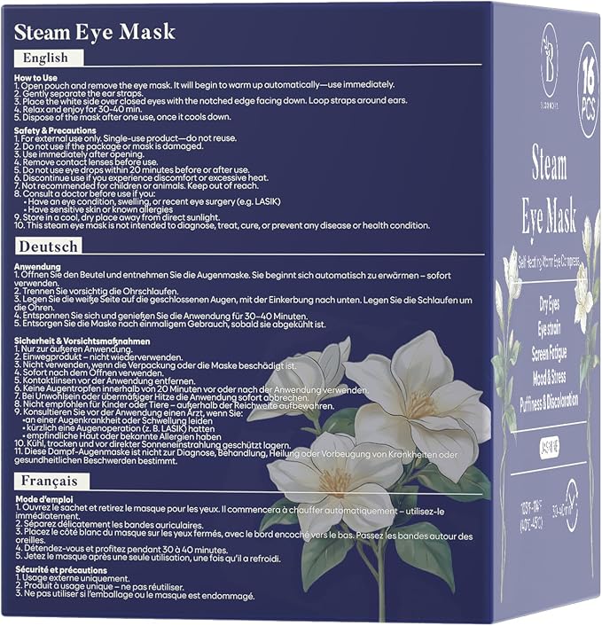 16 Pack Jasmine Steam Eye Mask for Dryness, Strain & Relaxation, Heated Eye - Image 9