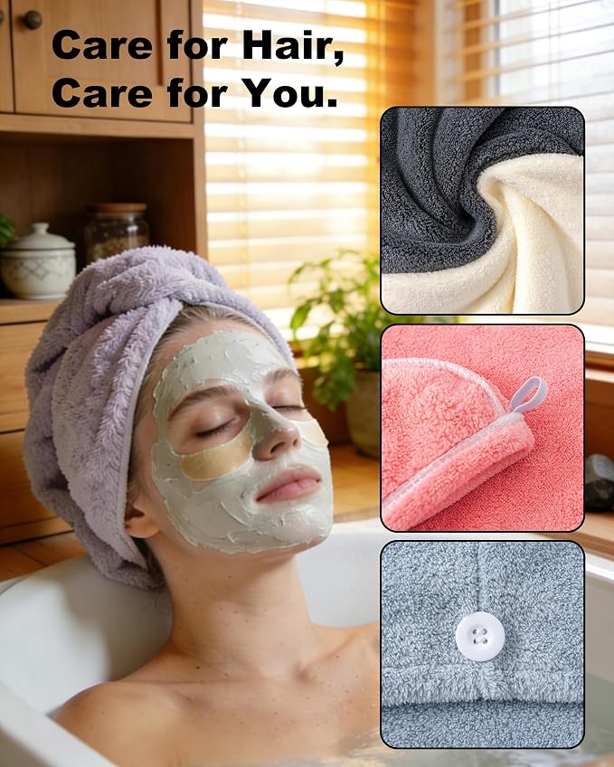 Lumimi Luxury Microfiber Hair Towel Gift Set 6 Pack - Image 3