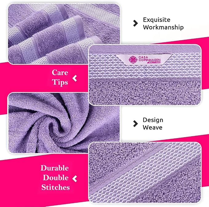 CASA COPENHAGEN Solitaire 6Pcs 100% Egyptian Cotton Large Designer Towels Gift - Image 2