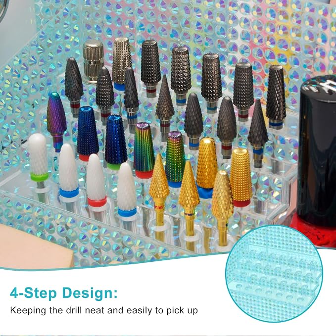 ANRUI Nail Drill Bit Holder, 28 Holes Plastic Nail Drill Machine & Bits Storage - Image 3