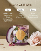 M&SENSE Lilac Rose Spring Floral Scented Candle, 2-Wick 12.7oz 75H Non-Toxic - Image 2