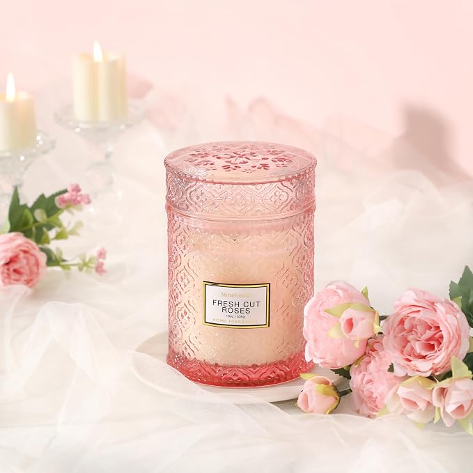 Rose Scented Candles, Valentine Luxury Large Decorative Candle in Glass - Image 2