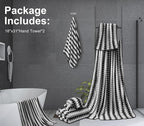 2 Hand Towel Set 16"x31" Black White Towel Set - Image 4
