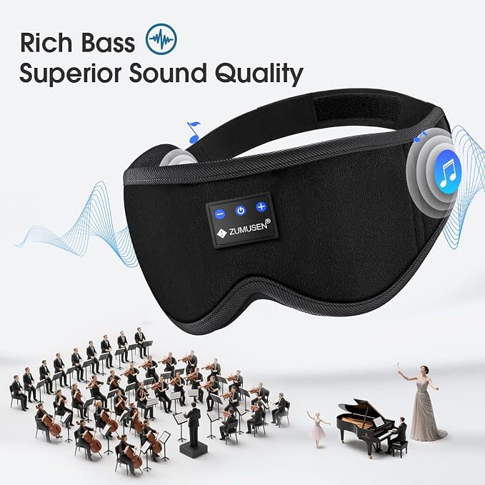 ZUMUSEN Bluetooth Sleep Headphones, 3D Wireless Music Eye Mask - Image 5