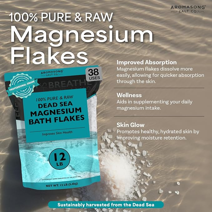Aromasong Magnesium Flakes for Bath from The Dead Sea- 12 LB Resealable Pack - Image 3