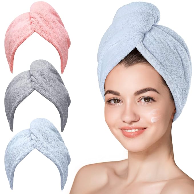 Hicober Microfiber Hair Towel Wrap, Fast Drying Hair Towels by Hicober