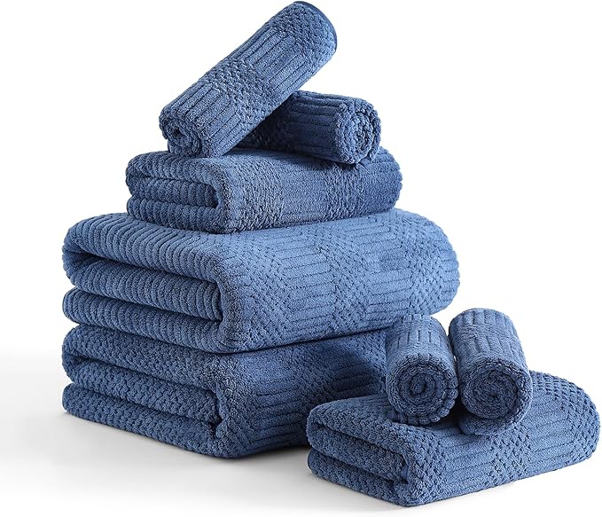 8 Piece Bath Towel Set-2 Oversized Bath Sheets, 2 Hand Towels, 4 by Ycosy