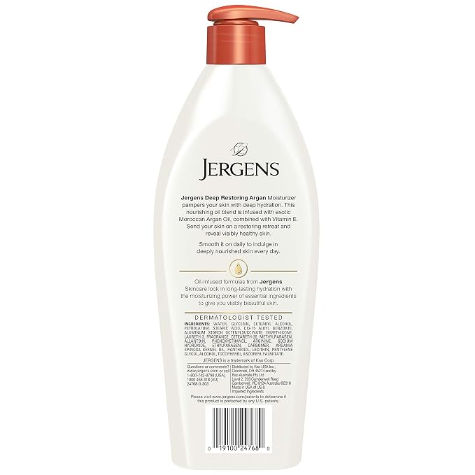 Jergens Deep Restoring Argan Oil Moisturizer, Soothing Body and Hand-Lotion - Image 2