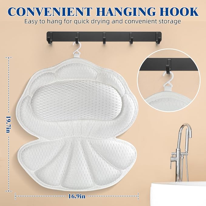 Bath Pillows for Tub, Afitton Luxury Bath Pillow Bathtub Pillow Headrest Neck - Image 5
