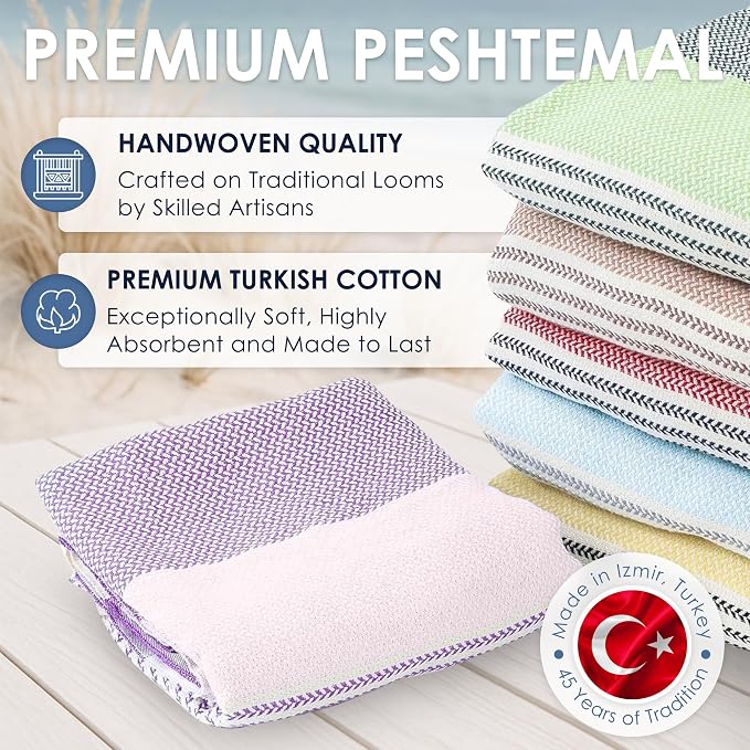 ATANI Turkish Beach Towel, Converts to a Bag, Oversized 100% Cotton Bath Towels - Image 6