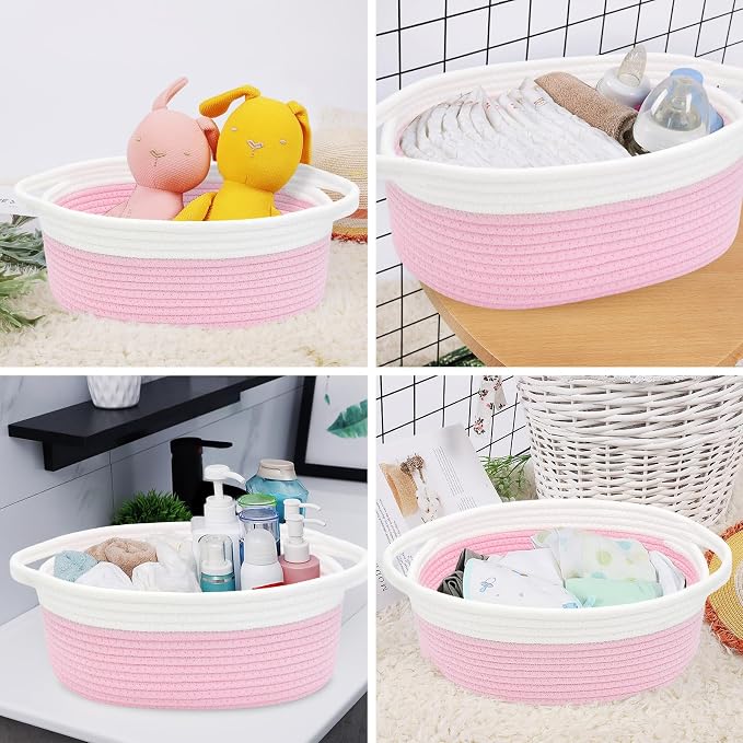 ABenkle Small Basket with Handles, Boho Decorative Rope Woven Dog Cat Toy - Image 5