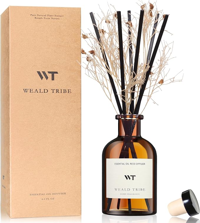 WEALD TRIBE Flower Reed Diffuser Set Clean White Linen Scent by WEALD+TRIBE