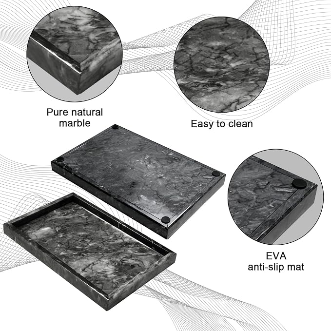 Pure Natural Marble Tray for Bathroom, Sink. Cosmetics, toiletries, etc. can be - Image 3