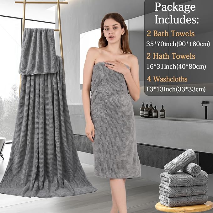 8 Piece Bath Towel Set-2 Oversized Bath Sheets, 2 Hand Towels, 4 - Image 7