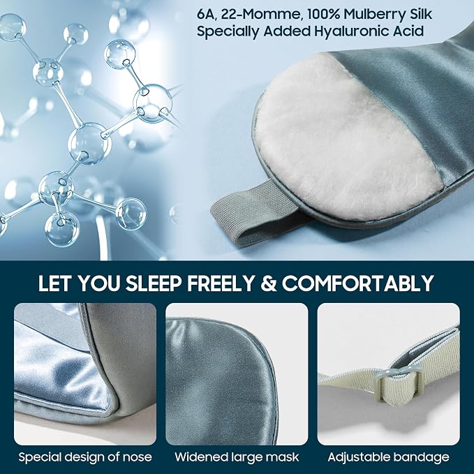 Sleep Mask 100% Mulberry Silk for Light Blocking, ZOESMIEN Eye Mask for Women - Image 2