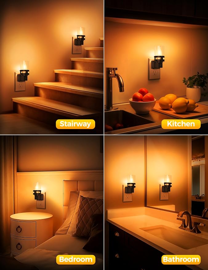 Briignite Candle Night Light Plug in, Amber Night Lights Plug into Wall - Image 6