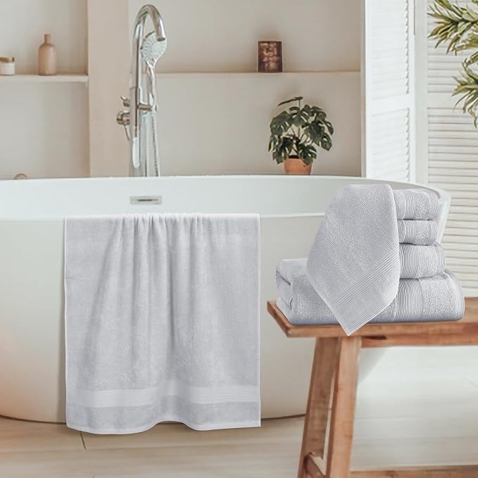 Belizzi Home 8 Piece Towel Set 100% Ring Spun Cotton, 2 Bath Towels 27x54 - Image 3