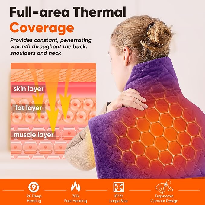 Purple Weighted Heating Pad for Neck Shoulders and Back, Mothers Day Gifts for - Image 4