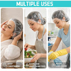 100 Pcs Disposable Shower Caps for Women & Men, Plastic Shower Cap Waterproof & - Image 6